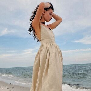 NWT Commense Linen and Cotton Backless Long Dress